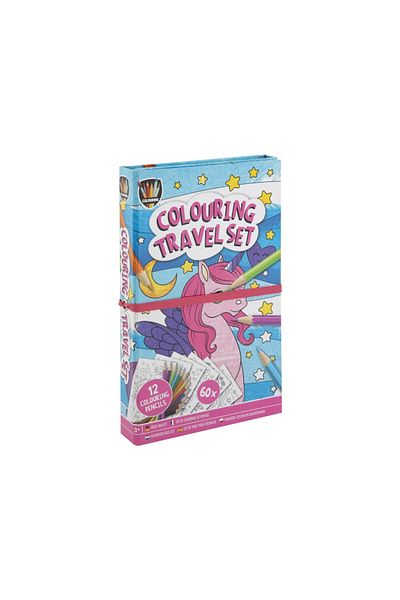 GRAFİX Set creativ de buzunar, 2 carti de colorat si creioane, unicorni si sirene, Grafix