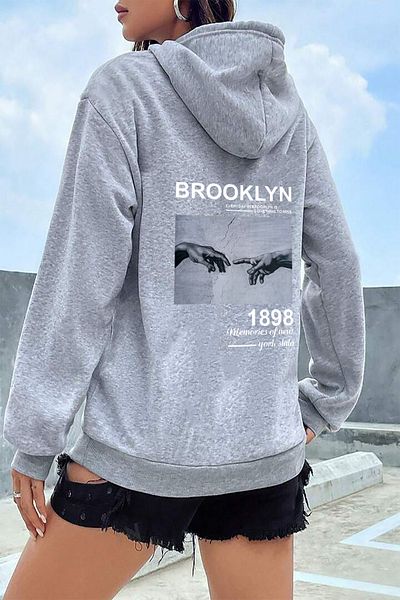 ciwi&life Unisex Brooklyn Hand 1898 με θέμα το γκρι φούτερ