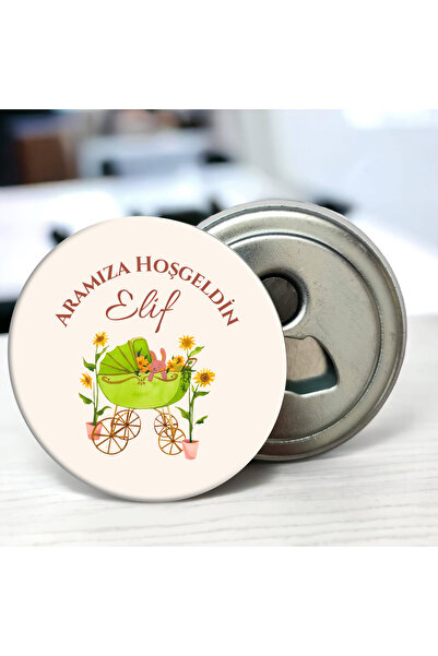 DeBu Tasarım Hoş Geldin Bebek 58 mm Buzdolabına Yapışabilen Açacaklı Metal Magnet (Model 03)