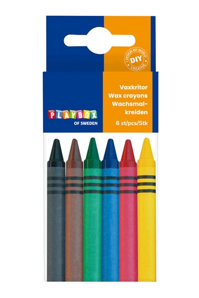 Playbox Set 6 creioane colorate cerate cu diametrul de 8 mm