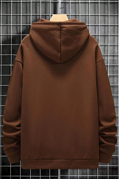 mw memowear Унисекс кафяв суичър с вертикален принт Story