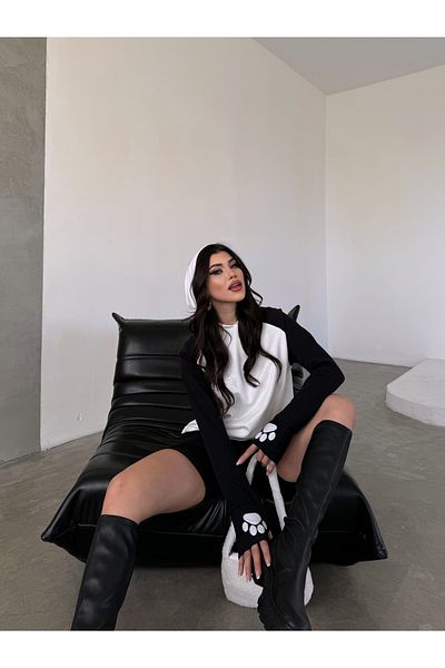 moa socks Ανδρικό και γυναικείο φούτερ Unisex Ασπρόμαυρο Fleece Panda - Εποχιακό