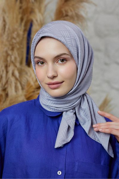 Şalland Match Pattern Jacquard Scarf Gray