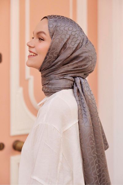 Şalland Gray Jacquard Shawl Ashy