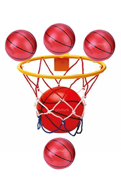 abnturk 4 Adet Top Hediye Ile Kapıya Duvara Monte 24cm Basketbol Potası Eğite...