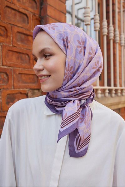 Şalland Lavender Baroq Patterned Scarf