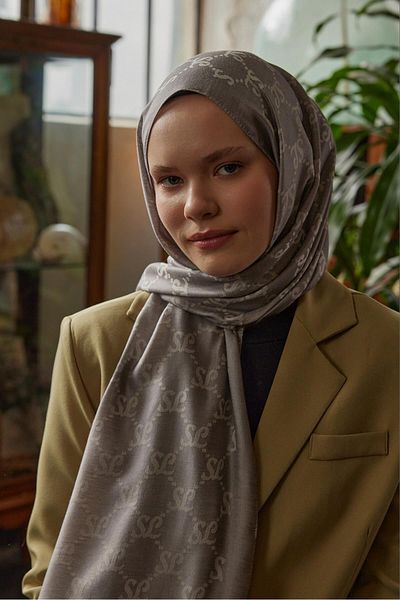 Şalland Wool Cashmere Shawl Gray