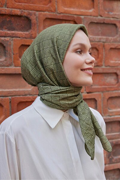 Şalland Viscose Jacquard Patterned Scarf - Leaf Frame