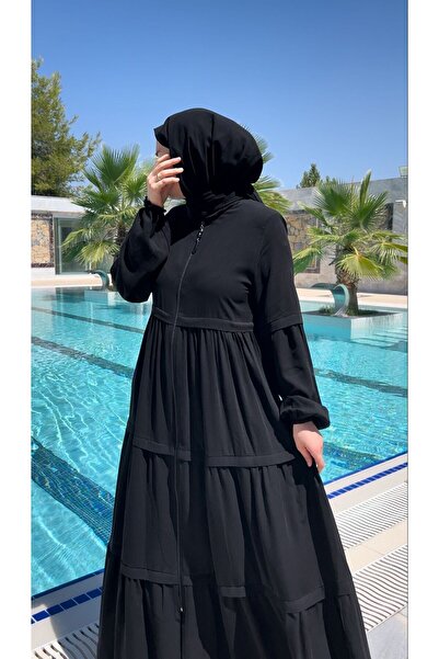 NAKŞİDİL Çingene Model Üç Katlı Fırfırlı Büzgülü Abaya