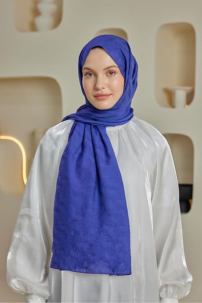 Şalland Waterway Jacquard Shawl Navy Blue