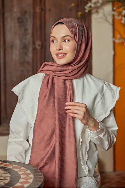 Şalland Waterway Jacquard Shawl Rose Pink