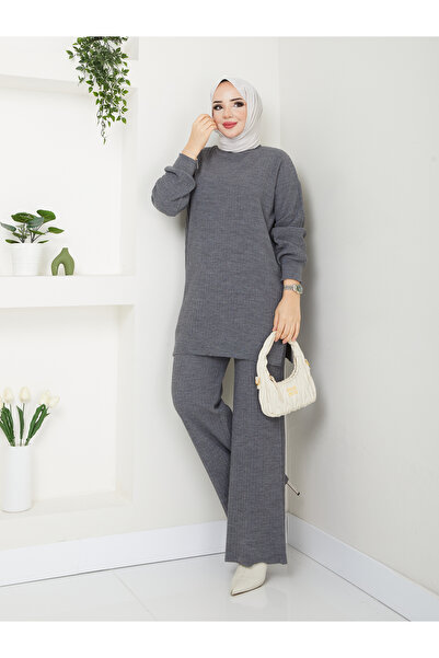 MODAMÜNASİP Υπέροχο πλεκτό κοτλέ τεμάχια πλεκτά, άνετο και κομψό σετ δύο τεμαχίων