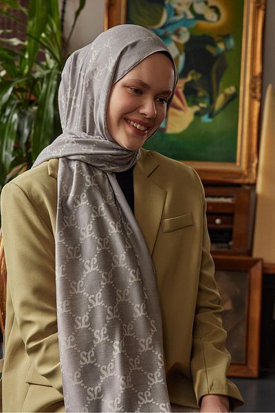Şalland Wool Cashmere Shawl Gray