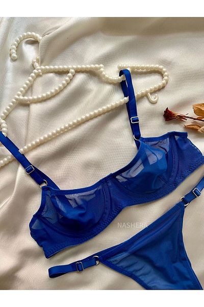 Nashera Sutien din tul albastru și sutien sexy - Set de lenjerie
