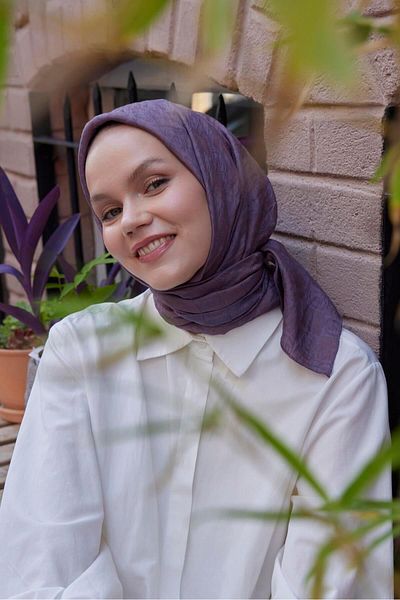 Şalland Lilac Viscose Jacquard Scarf