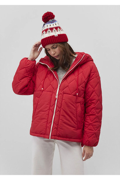 Mavi Blue Square Patterned Coat