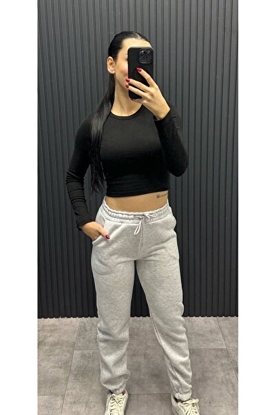 aryam butik Kadın Şardonlu 3 İplik Paça Lastikli Jogger Eşofman Altı