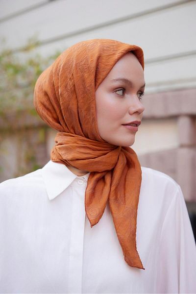 Şalland Viscose Jacquard Peach Scarf
