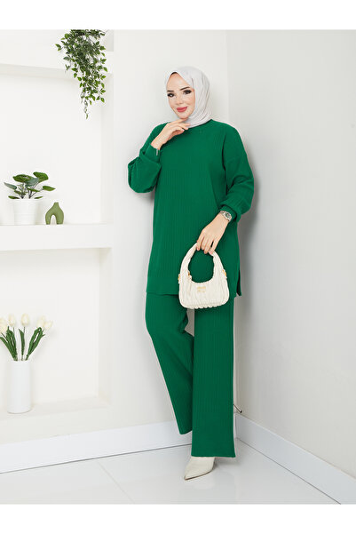 MODAMÜNASİP Υπέροχο πλεκτό κοτλέ τεμάχια πλεκτά, άνετο και κομψό σετ δύο τεμαχίων