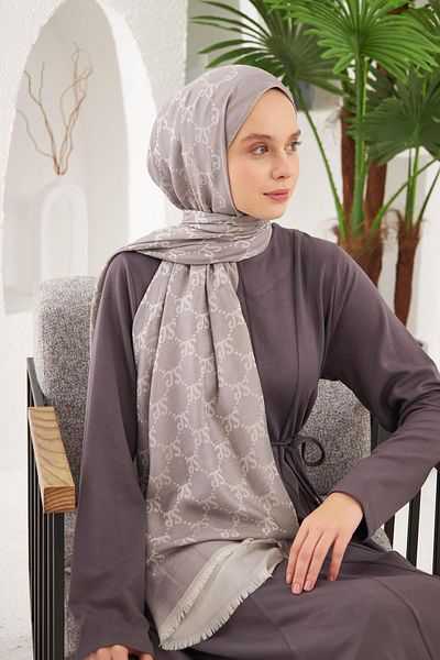 Şalland Wool Cashmere Shawl Light Gray