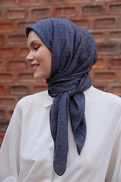Şalland Smoked Viscose Jacquard Frame Patterned Scarf