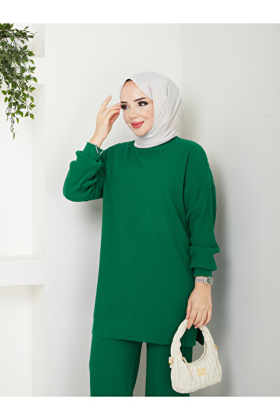 MODAMÜNASİP Υπέροχο πλεκτό κοτλέ τεμάχια πλεκτά, άνετο και κομψό σετ δύο τεμαχίων