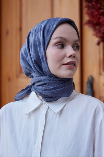 Şalland Dark Gray Viscose Jacquard Scarf