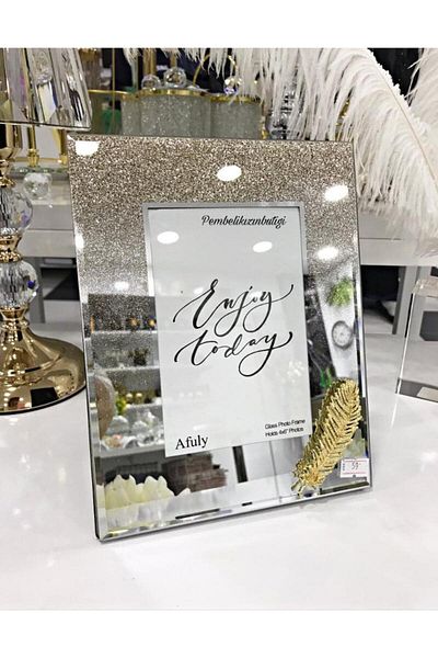 PEKİBU Mirrored Frame Leaf Gold Small