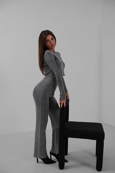 Black Fashion Set de tricotaje lavabile cu laser, gri