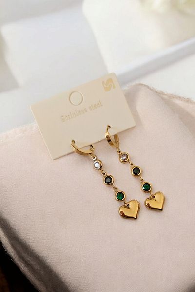m mavi deniz accesories Colorful Dangle Heart Steel Earrings