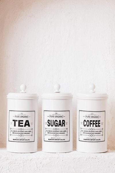 Dekorzdükkan 3-Piece Galvanized Tea-Coffee-Sugar Jar