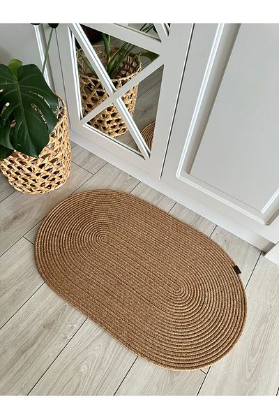 ERSU AHAT HOME DESİGN EA Wicker Patterned Jute Mat - Door, Bathroom, Balcony Carpet