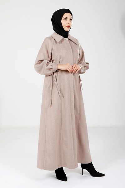 Beyza Μακρύ παλτό Milk Brown Hijab 9176
