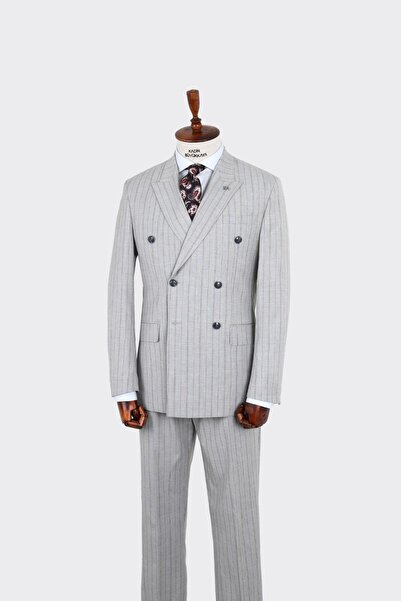 Kadir Büyükkaya Kırlangıç Yaka Kruvaze Erkek Takım Elbise-KAX1271W