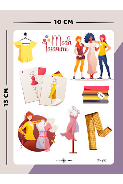 Else Craft Moda Tasarımı Temalı Sticker - E-60 - Ajanda Planlayıcı Bullet Jou...