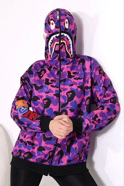 AXXAN BAPE PUBG x Shark Unisex Hoodie - Εποχιακή ζακέτα με πλήρες φερμουάρ και κέντημα