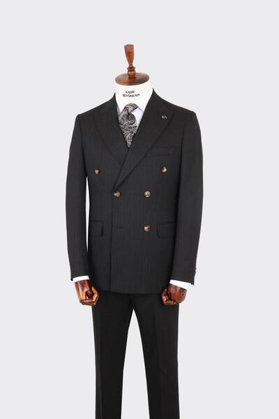 Kadir Büyükkaya Kırlangıç Yaka Kruvaze Erkek Takım Elbise-KAX1256S