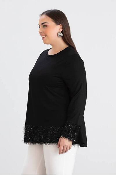 FOR ESRA BIG TREND Γυναικεία μακρυμάνικη μπλούζα από βισκόζη με φούντα με φούντα με λαιμόκοψη