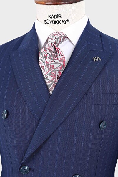 Kadir Büyükkaya Kırlangıç Yaka Kruvaze Erkek Takım Elbise-KAX1271W