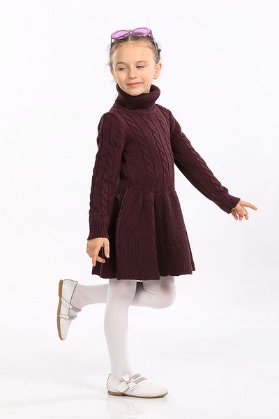 Cloudy Kids Girl's Hair Braided Turtleneck Knitwear Dress