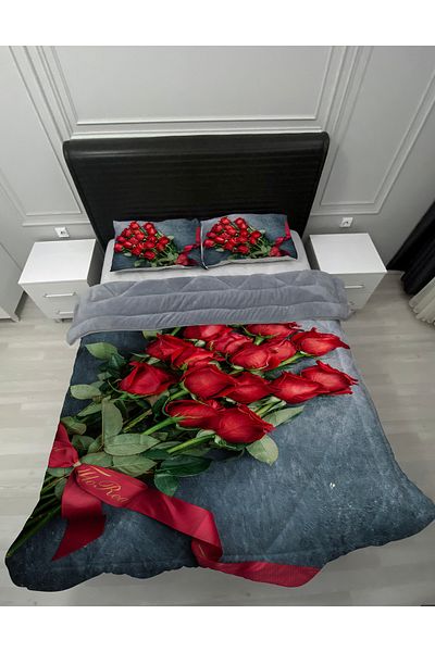 yok yok evim eve dair her şey Комплект за спане Welsoft Fluffy с двустранен розов букет и шарка