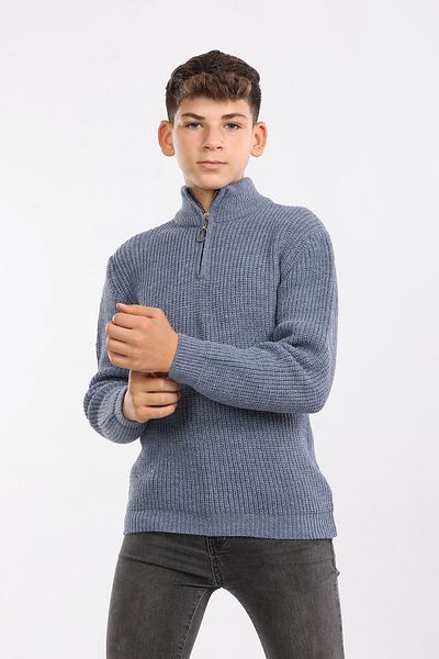 Cloudy Kids Pulover din tricot cu guler cu fermoar pentru băiat