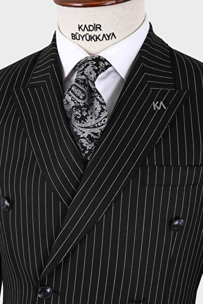 Kadir Büyükkaya Kırlangıç Yaka Kruvaze Erkek Takım Elbise-KAX1270W