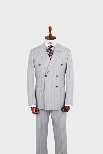 Kadir Büyükkaya Kırlangıç Yaka Kruvaze Erkek Takım Elbise-KAX1271W