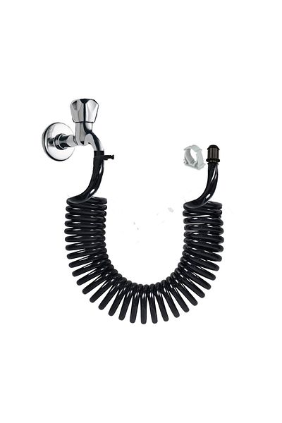 PLASYAY Black Plastic Clamp Washer Kit - Spiral Wc, Bidet and Hose Matic, 1.5 Meters