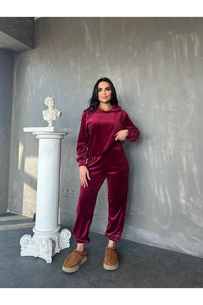 LİLA İSTANBUL Кадифен комплект анцуг с качулка