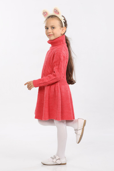 Cloudy Kids Girl's Hair Braided Turtleneck Knitwear Dress