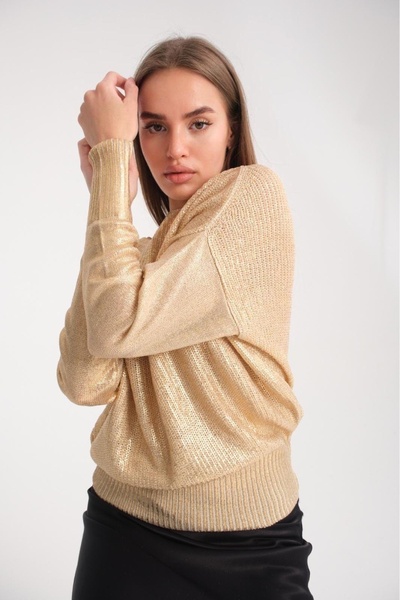 sumoda سترة تريكو لامعة مطبوعة للعام الجديد - تصميم أنيق طويل القامة