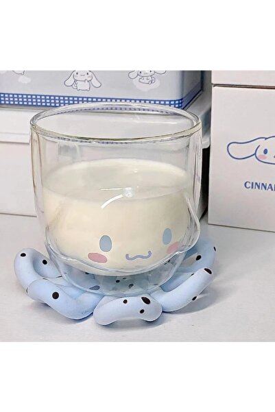 Meyra Accessories cinnamoroll çift cidarlı cam kupa bardak ısıya dayanıklı se...