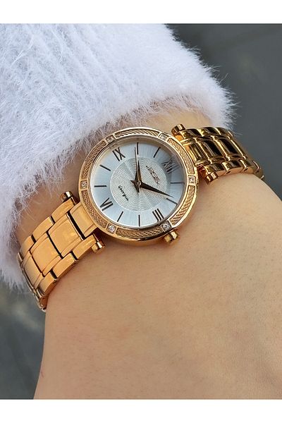 Dice Kayek Custom Design Copper Color 5 Atm Waterproof Steel Band Women's Wristwatch